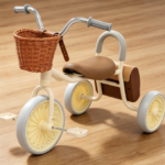 Retro Children's Bicycle | Brown | With Training Wheels + Basket | Riding Toy for Toddlers Aged 2-6 | Ideal Birthday Gift